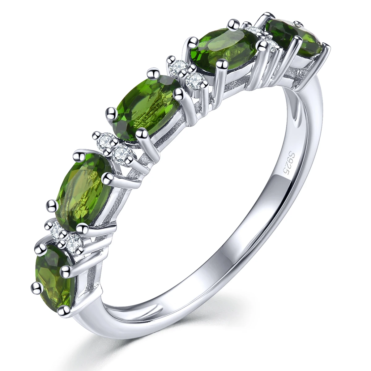 

Real 1.23 Carats 925 Sterling Silver Ring Natural Chrome Diopside Ring 925 Silver Ring Women Original Engagement Ring For Women
