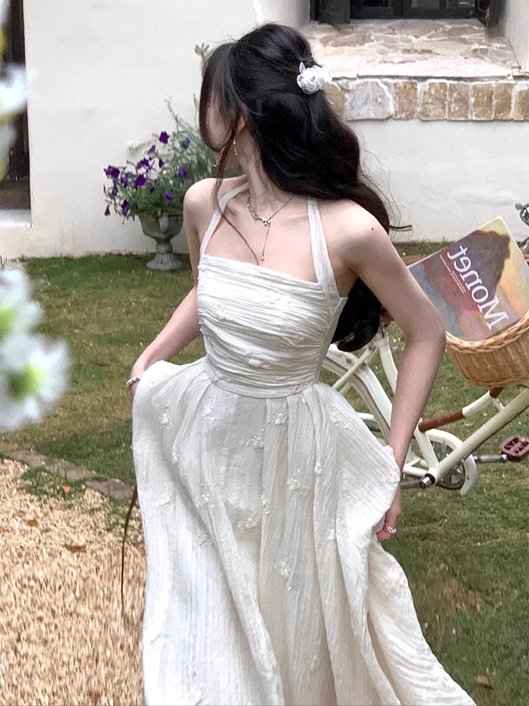 

Ele Embroidered ter Ne Dr Women's Summer Slim Fit Beach Vaion Long Skirt High Waist Zipper Closure A-Line Dr