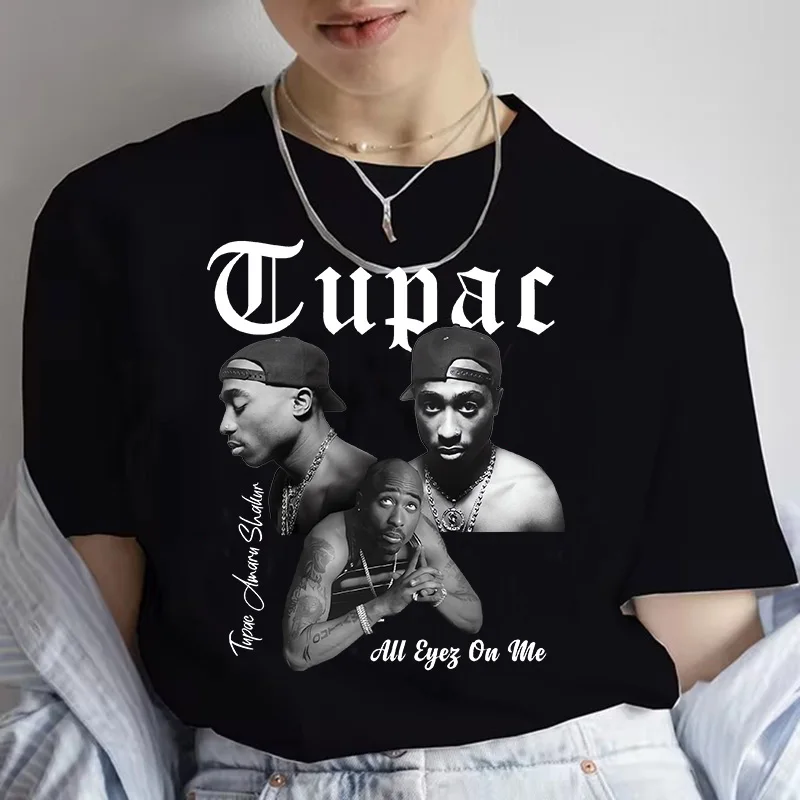 Cool 2024 Summer Fashion T-shirt Rapper Tupac Tops Hip Hop Streetwear Short Sleeves Tee Shirt  Women T Shirt Female Tshirt