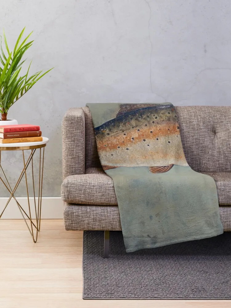 Brown Trout Profile Portrait Throw Blanket Sofa Throw Soft Big Blankets