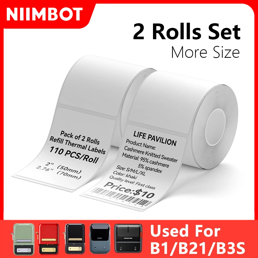 NiiMBOT Thermal Sticker Paper White Sticker Label For B1 B21 Niimbot Mini Portable Thermal Printer Waterproof Anti-Oil Sticker