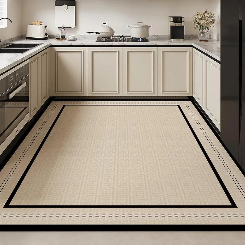 Minimalist Elegant PVC Leather Kitchen Rug Waterproof Oil-proof Stain-resistant Carpet Large Area Non-slip Floor Mats Tapis 러그