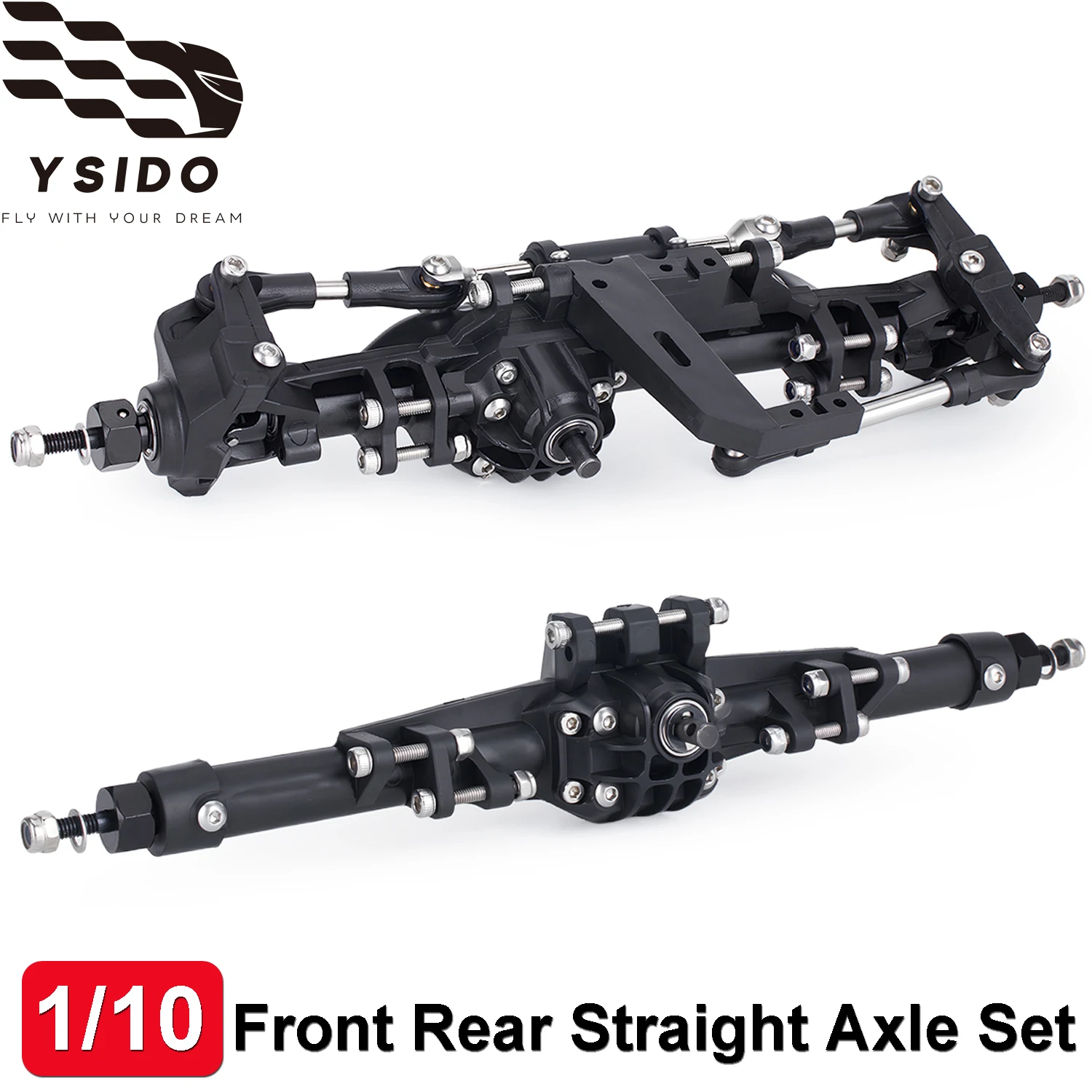 

YSIDO 1/10 RC Crawler Car Plastic H10 Front Rear Complete Straight Axle Set for 1:10 Axial Vanquish H10 Optic TRX4 Upgrade Parts
