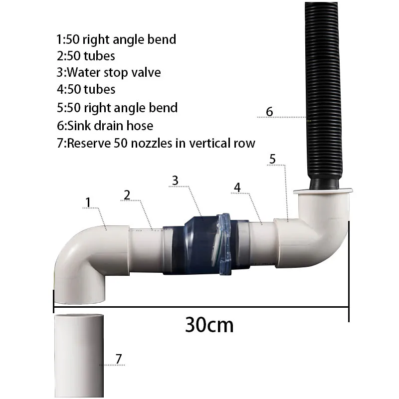 Imagem -02 - Upvc Aleta Válvula de Retenção Transparente Drainpipe Não-retorno Válvula de Retenção Válvula Combinação Define Cozinha Esgoto Desodorizationm 50 mm