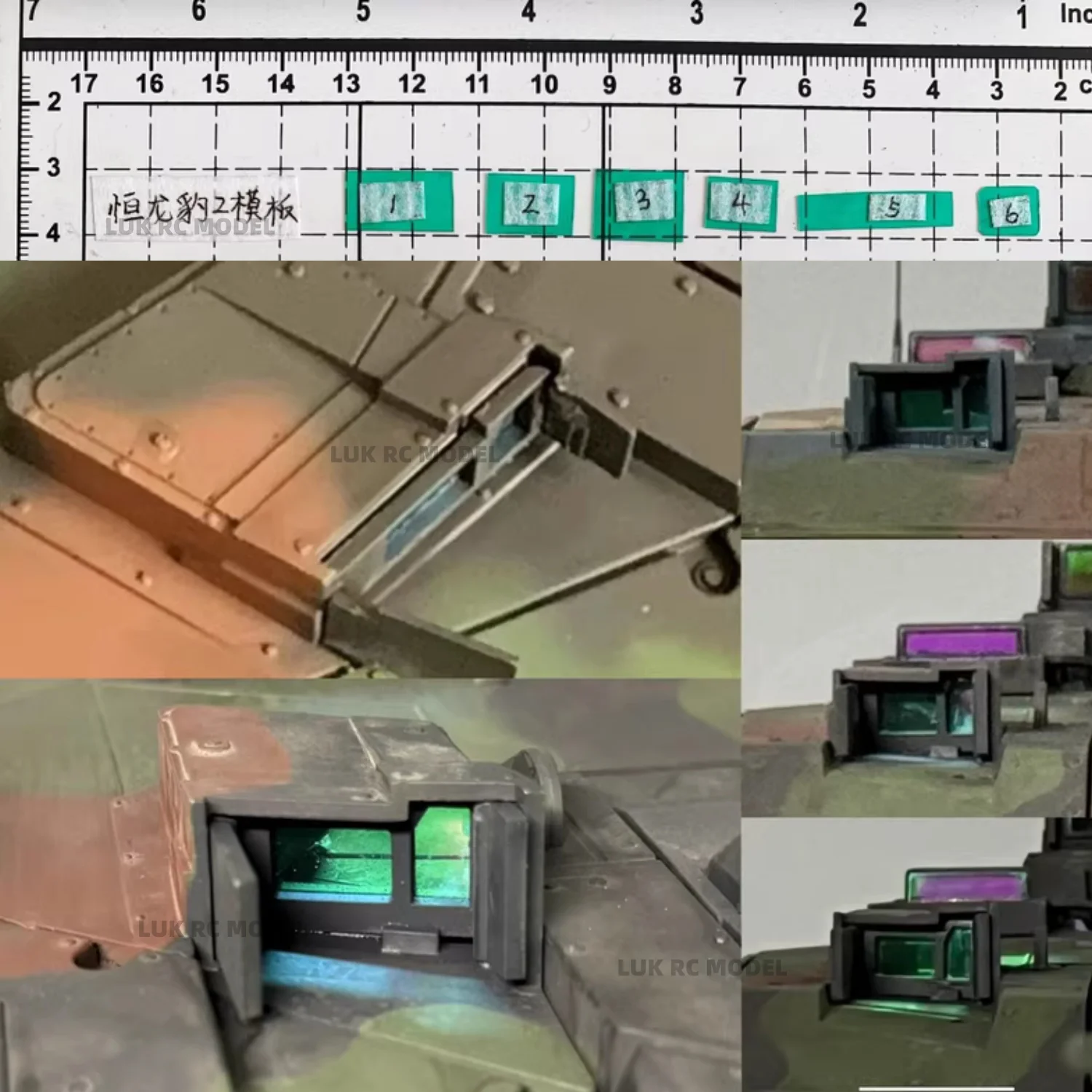 1/16 HENGLONG RC Tank Leopard 2A6 Optically Transparent Three Window Prints Colorful Green DIY Parts Plastic Boys Toy 3889 Army