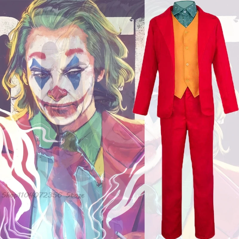 Anime Joaquin Cos Phoenix Joker Cosplay Costume Film Joke Clown Character Wigs Hairs Halloween Costume Uniform For Men Women