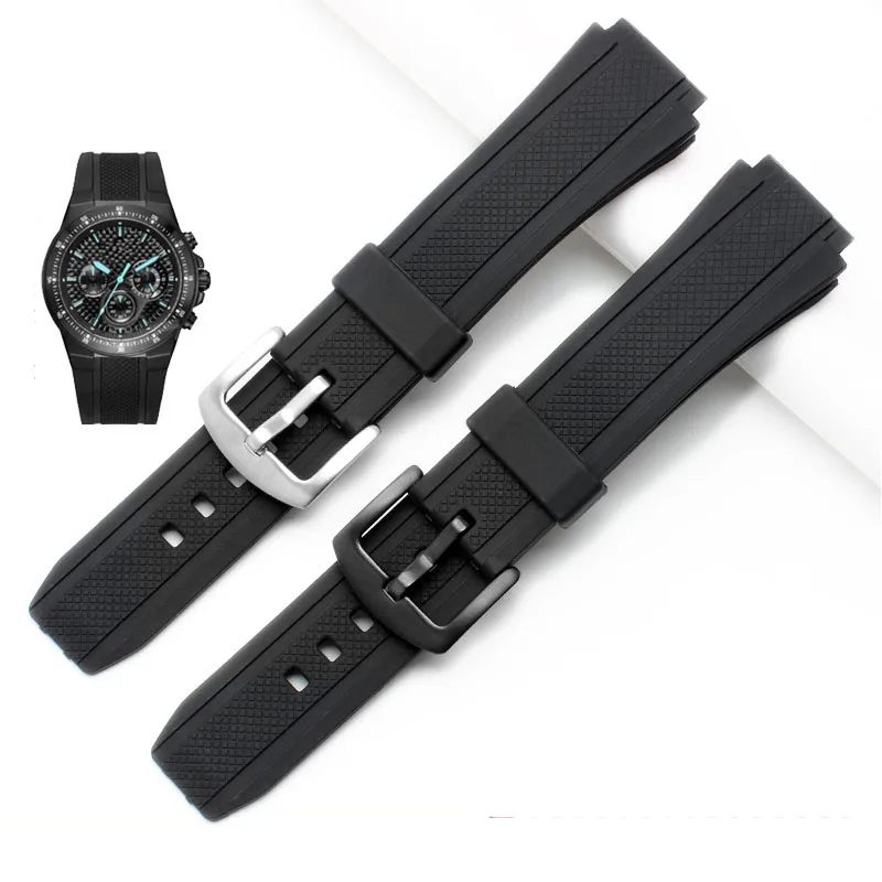 

EF552 Black Silicone Rubber Sports Watch Strap For Casio Edifice EF-552 Watchbands EF-552D Men Bracelet Stainless Clasp 25*20mm