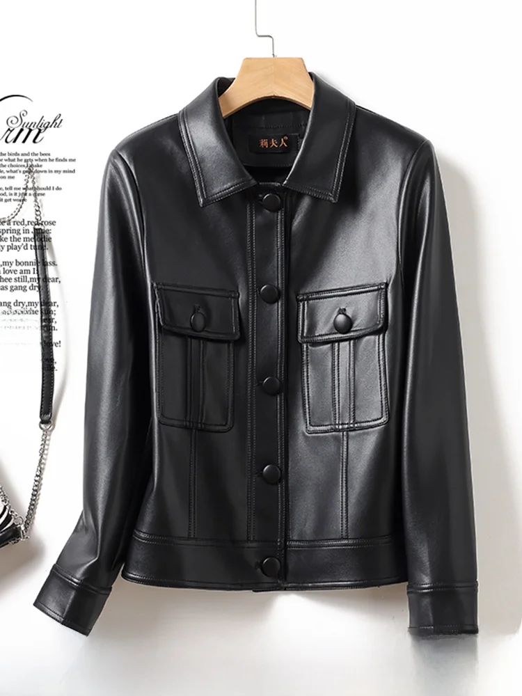   Ning 本革ジャケット レディース ショートスリーブ シープスキン スリミング ブラレザーコート 秋冬ファッション用