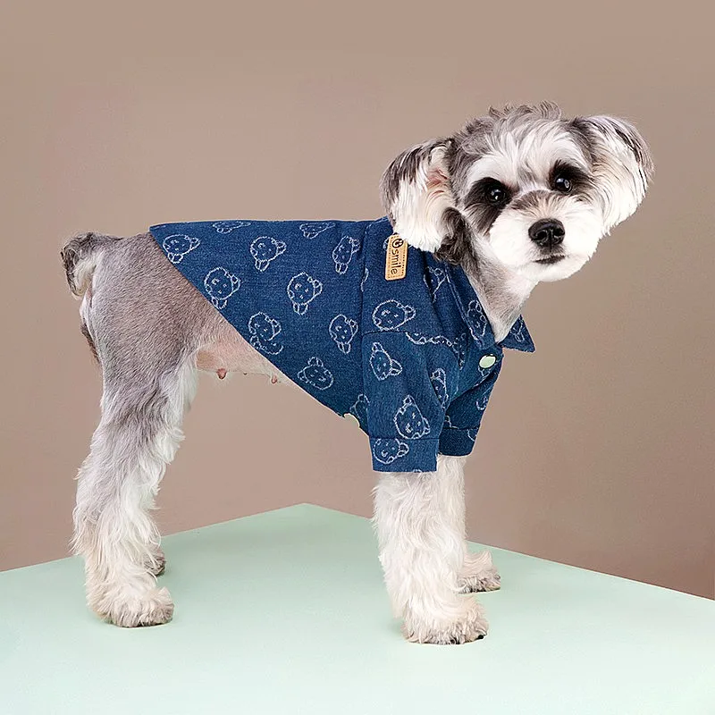 Pet Dog Shirt for Small Dogs Luxury Dog Clothes Autumn Warm Puppy Costume Cute Print Cat Shirt Pet Outfits Chihuahua Dog Clothes