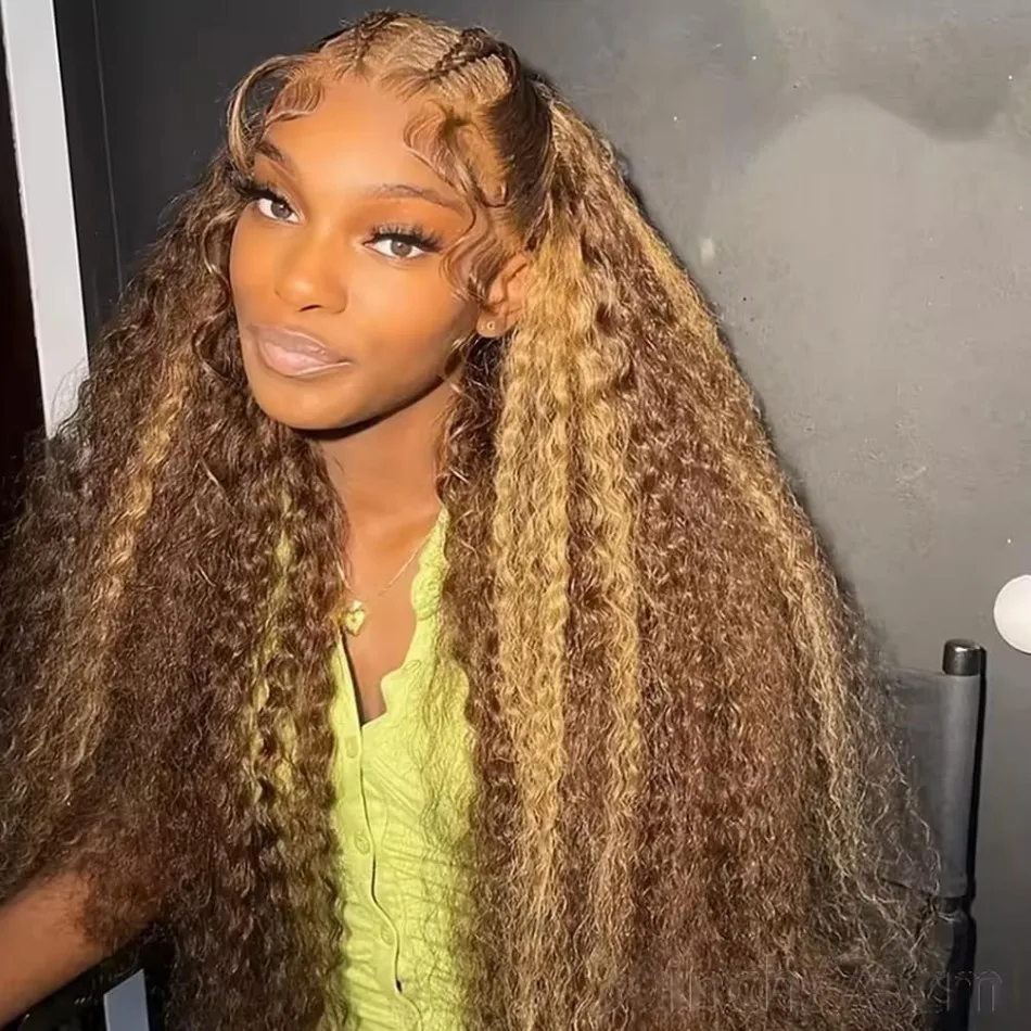 Curly Highlight Wig Human Hair 30 36 Inch Brazilian Lace Front Wig P427 Ombre Colored Deep Wave Human Hair Wigs 13X6 Hd Lace Frontal Wig For Women