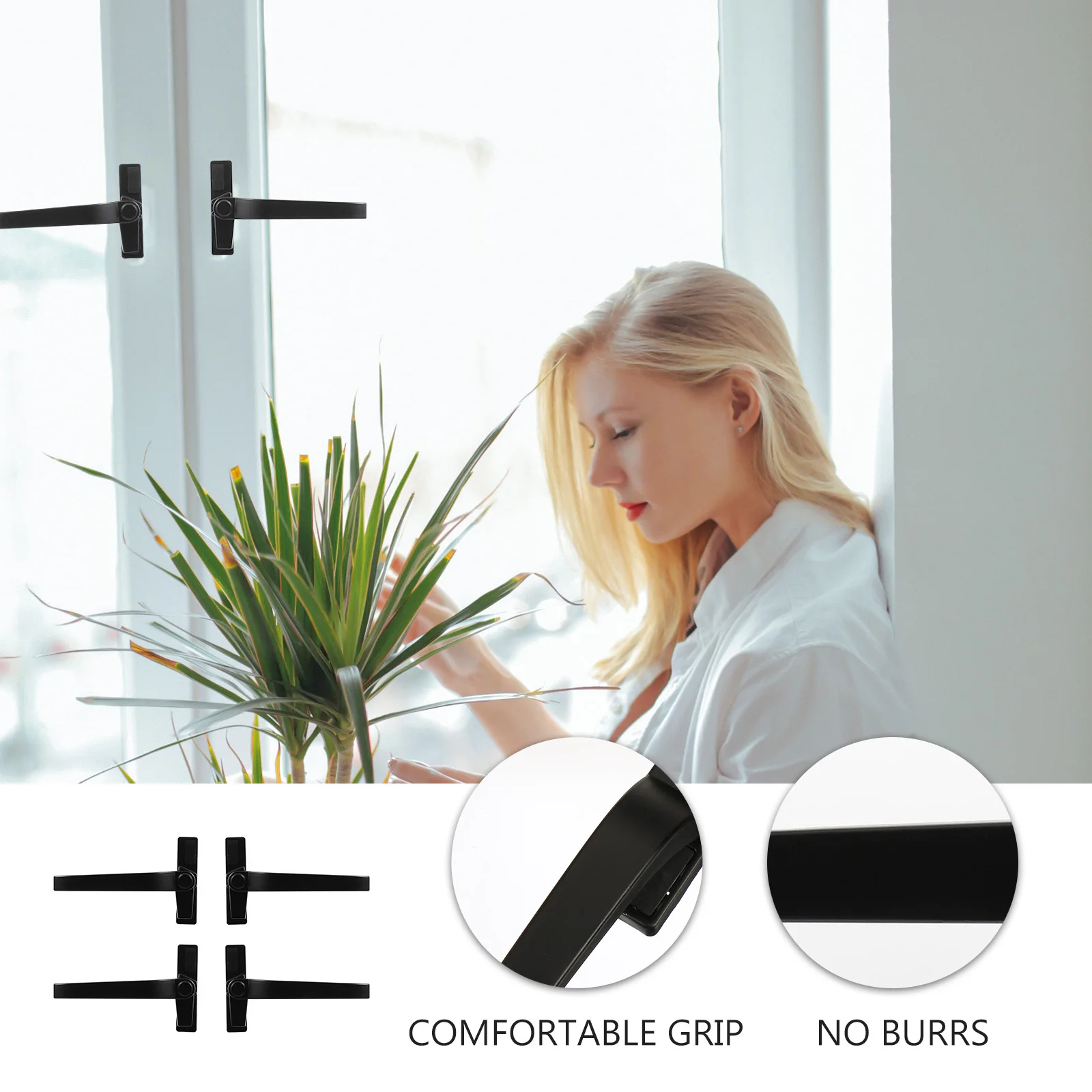 

4pcs Aluminum Alloy Window Handles Modern Replacement Pulls For Home Bathroom Office Hotel Use Window Pulls Gate Handle