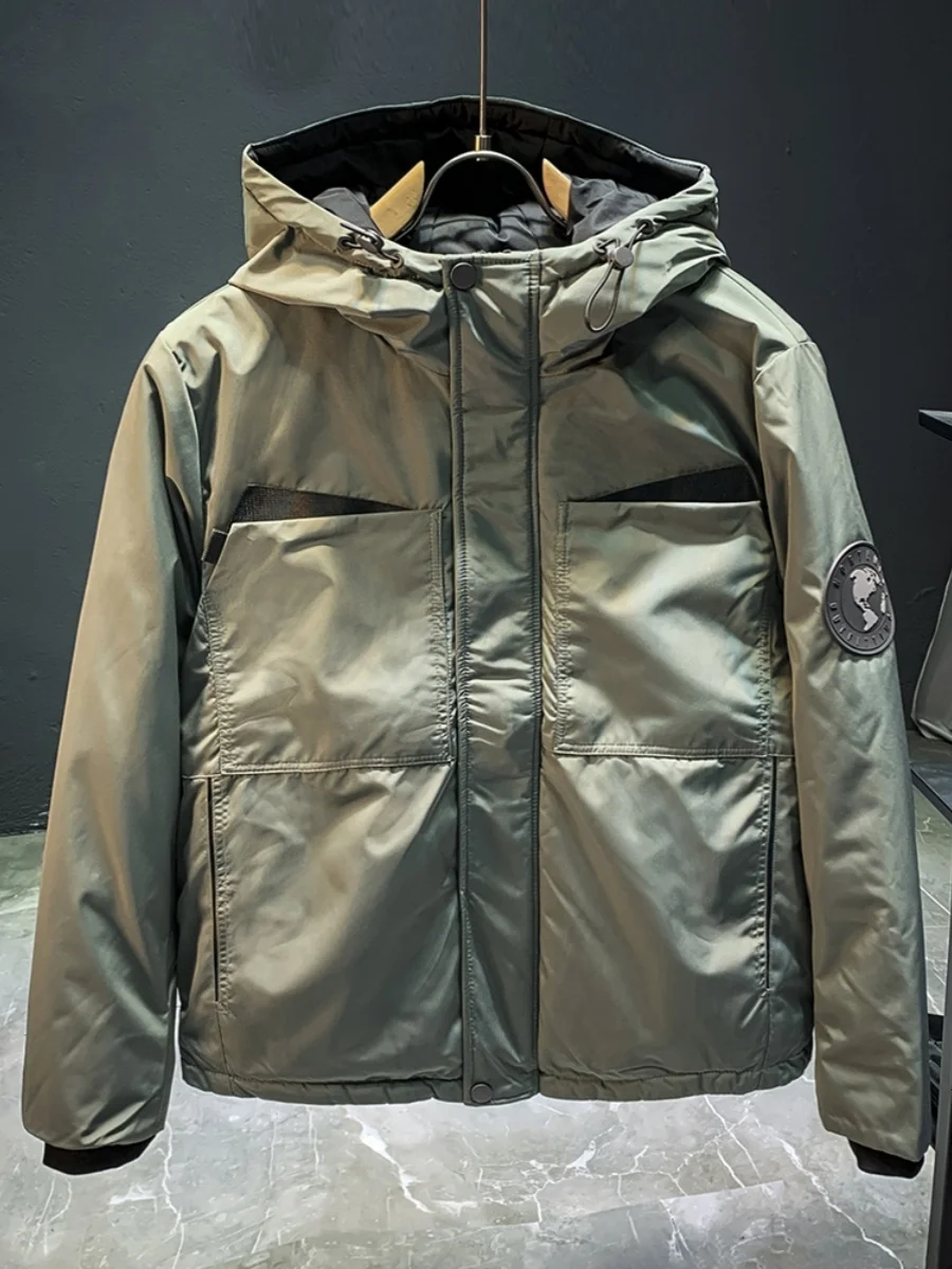 Winter Workwear Cotton Jacket Men's Loose Ins Trendy Thickened Warmth Windbreaker Large Size Hooded Cotton Coat Outerwear