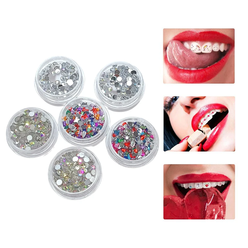 100Pcs Colorful Acrylic Ultra-Thin Dental Diamonds Flat Bottom Special Shape Thin Sheet Oral Tooth Decoration Rhinestone