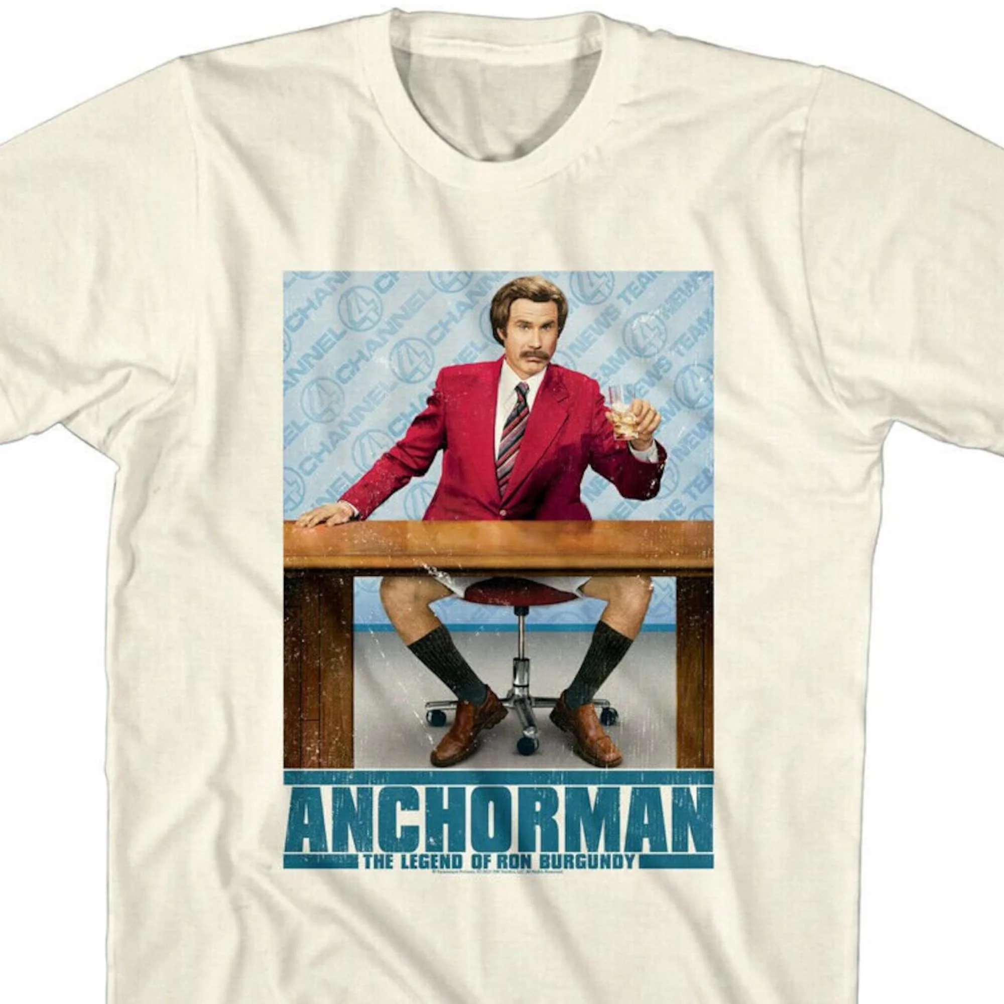 ANCHORMAN TShirt Ron Burgundy Pantsless Desk Graphic Tees