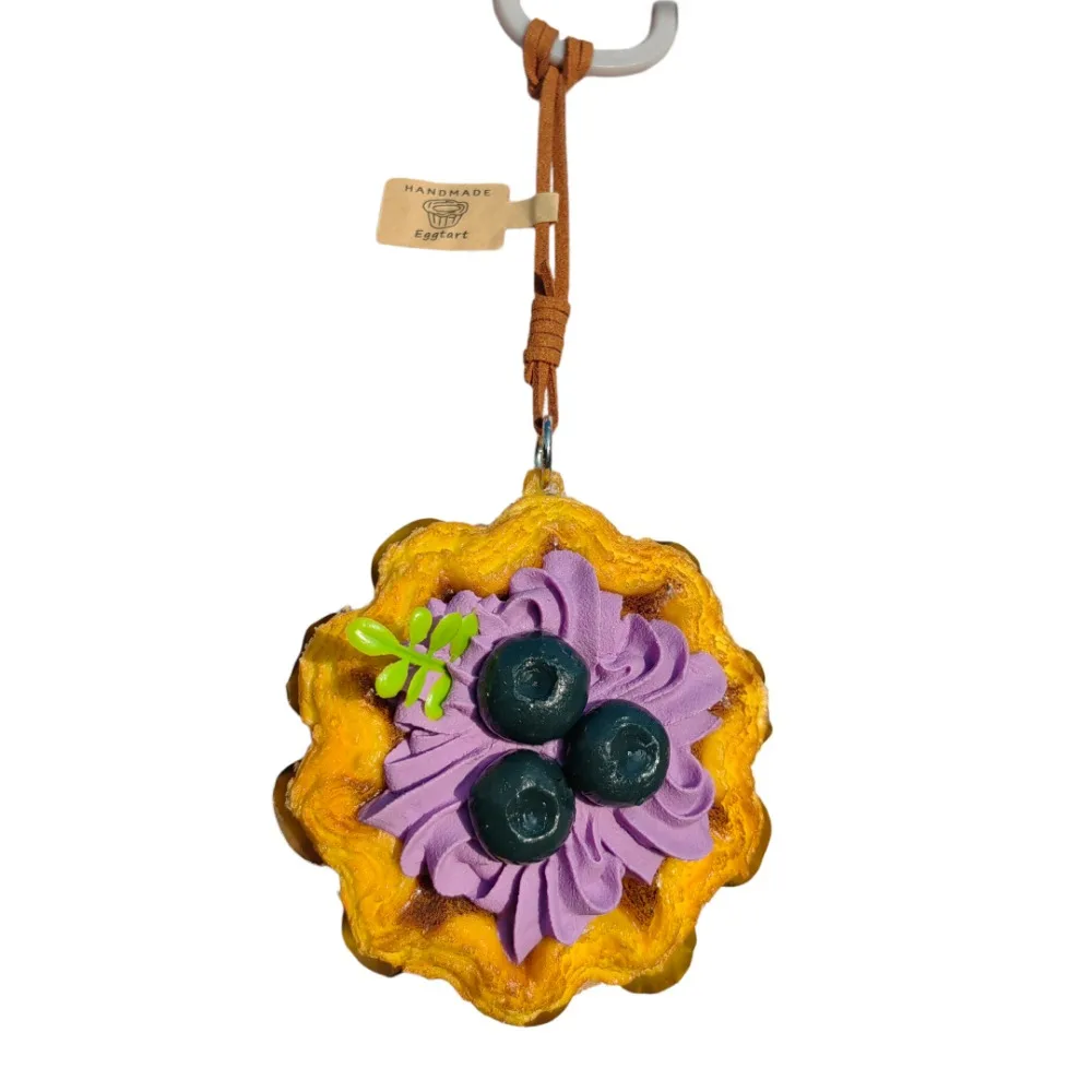 Simulation Food Egg Tart Keychain Miniature Dessert Puff Pastry Shape Egg Tart Model Keyring Sunflower Flower Shape