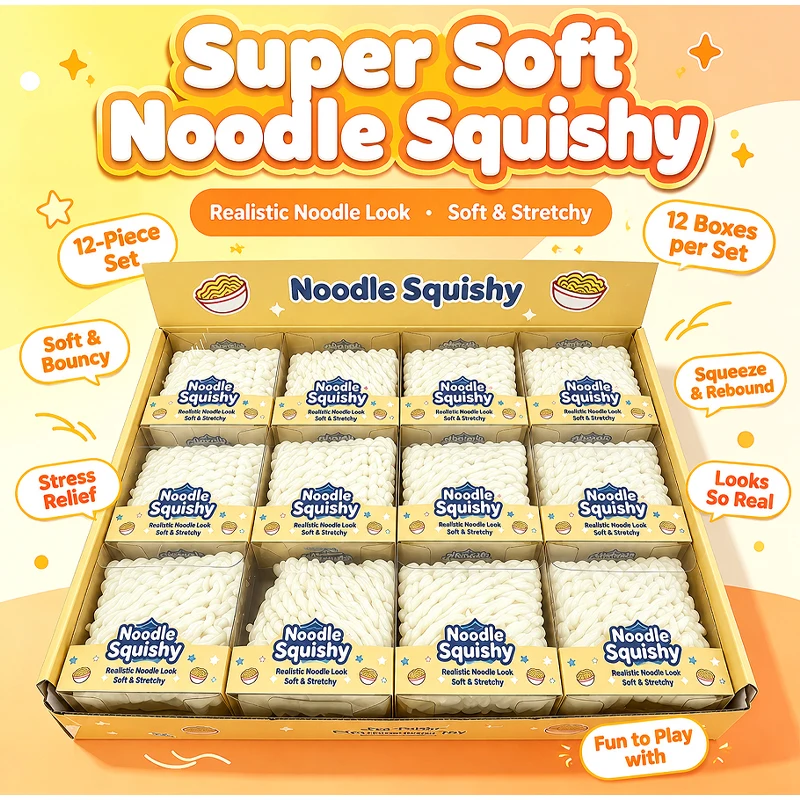 Realistic Instant Noodle Squeeze Toy Squishy Sensory Toys Building Block Crunchy Noodles Squeaky Sound Stress Relief ASMR Toy