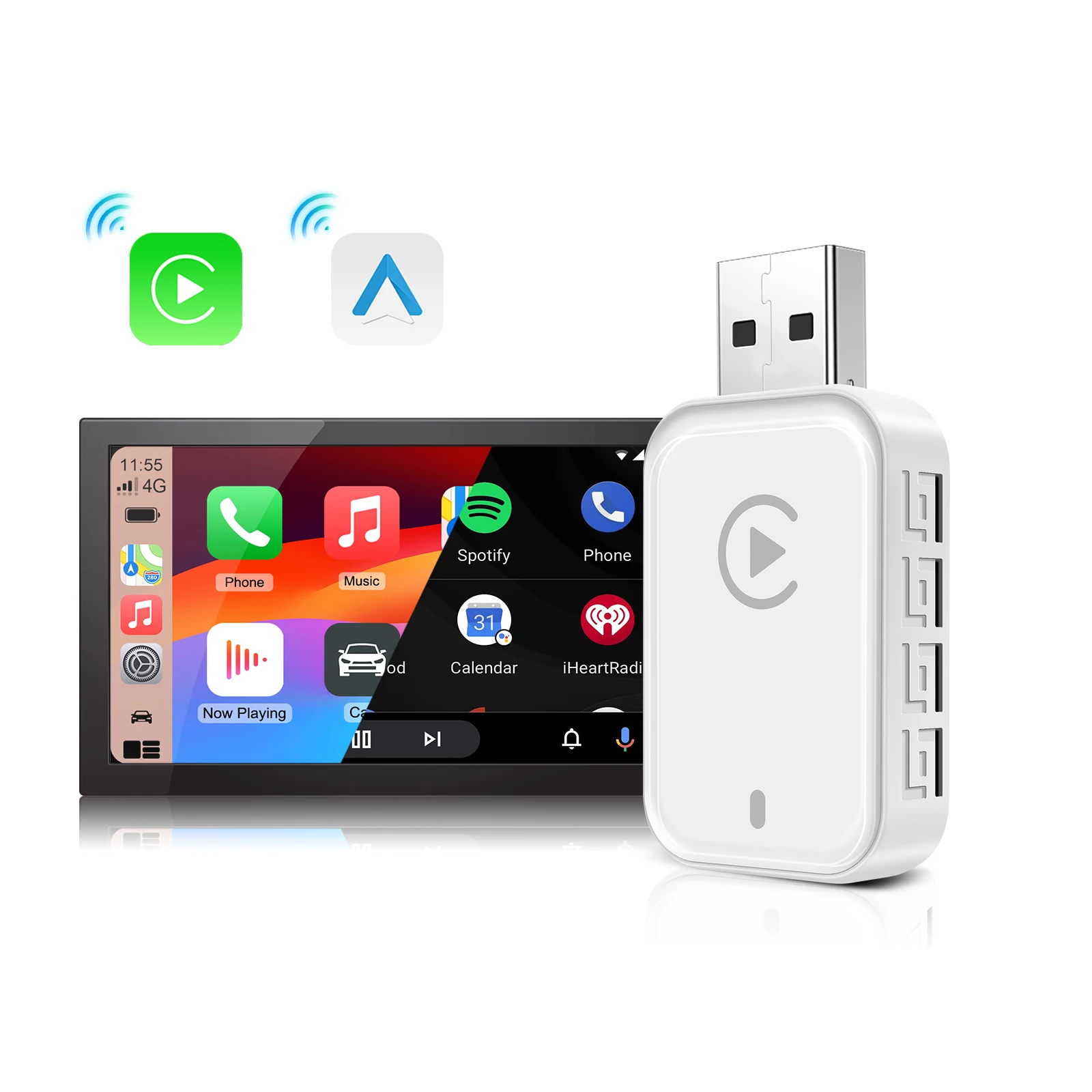 

Беспроводной адаптер CarPlay Android Auto для заводских проводов автомобилей, беспроводных CarPlay и Android auto 2 в 1