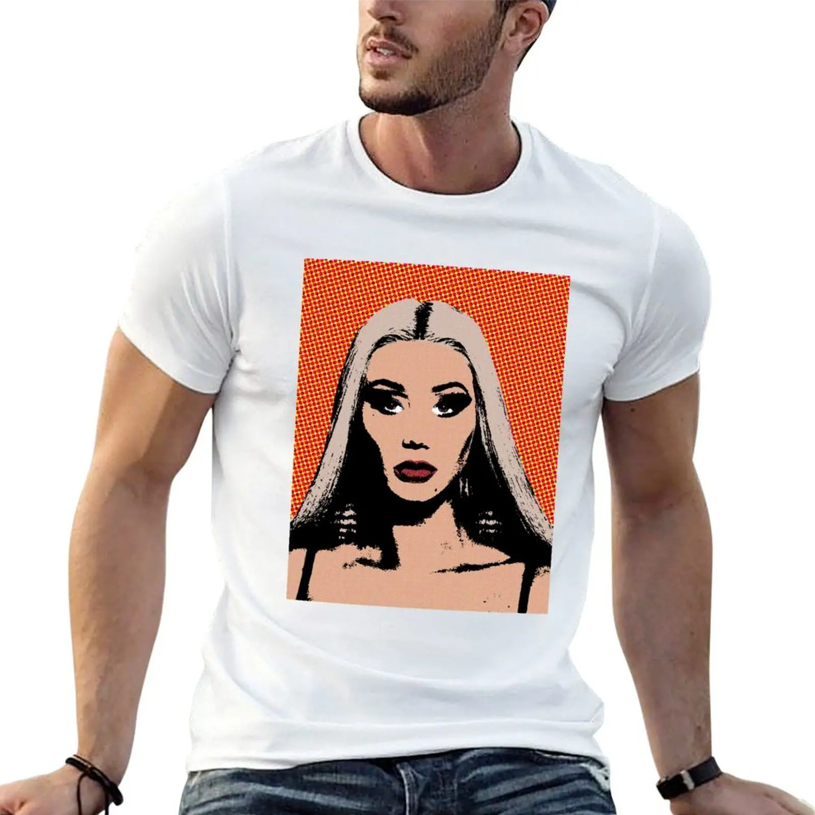 Camiseta Iggy Azalea pop art, camiseta essencial masculina, camiseta de algodão 100% masculina, camiseta de luxo