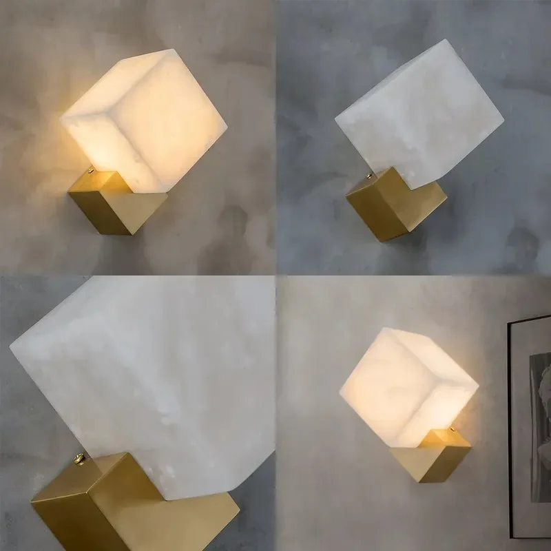 Modern Alabaster Wall Lamp for Living Room Bedroom Bedside Home Interior Decoration