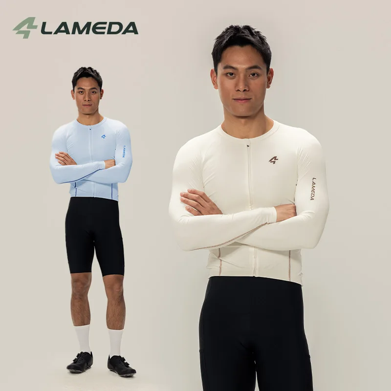 

LAMEDA Men‘s Cycling Jersey Summer Long Sleeve Quick Dry Breathable Mountain Bike Jersey Road Bike T-Shirt Top Moisture Wicking