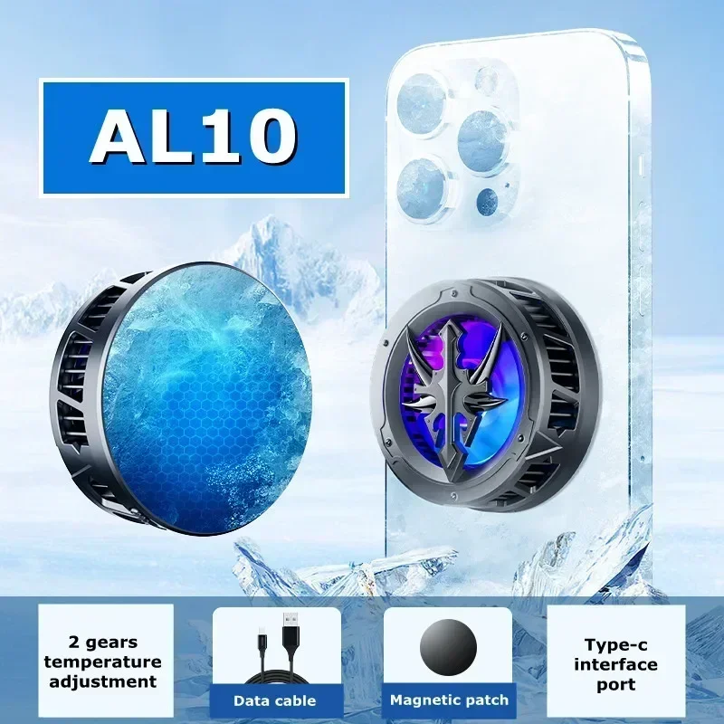 AL10 Mobile Phone Semiconductor Magnetic Type-c System Cooling Fan Radiator for IPhone Samsung Xiaomi Universal PUBG Game Cooler