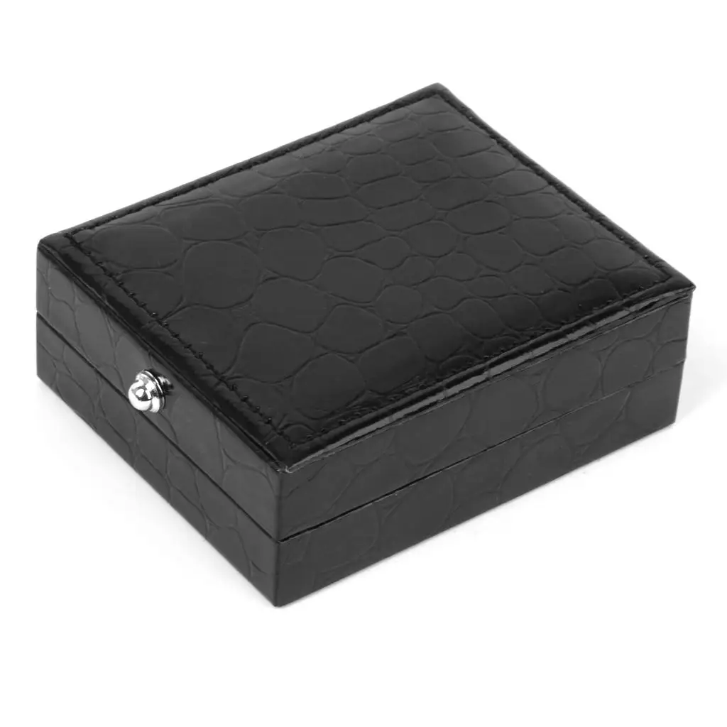 

Cufflinks Box Faux Crocodile Skin Velvet Jewelry Case Portable Accessory Organizer for Men Storage