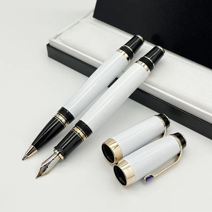 Luxury Bohemie White And Black Resin Rollerball Pen Classic MB 4810 Nib Office Writing Ink Fountain Pens With Gem Serial Number