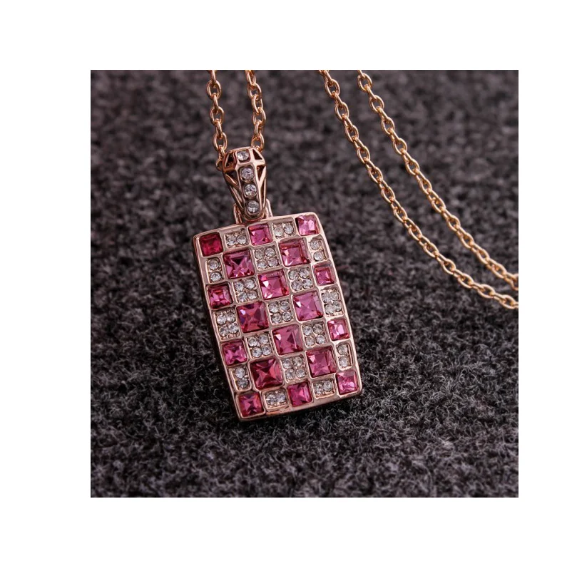 gorgeous shine Crystal square Pendant Necklace sweater chain fashion Jewelry wed New Arrival Luxury quality birthday gifts girls