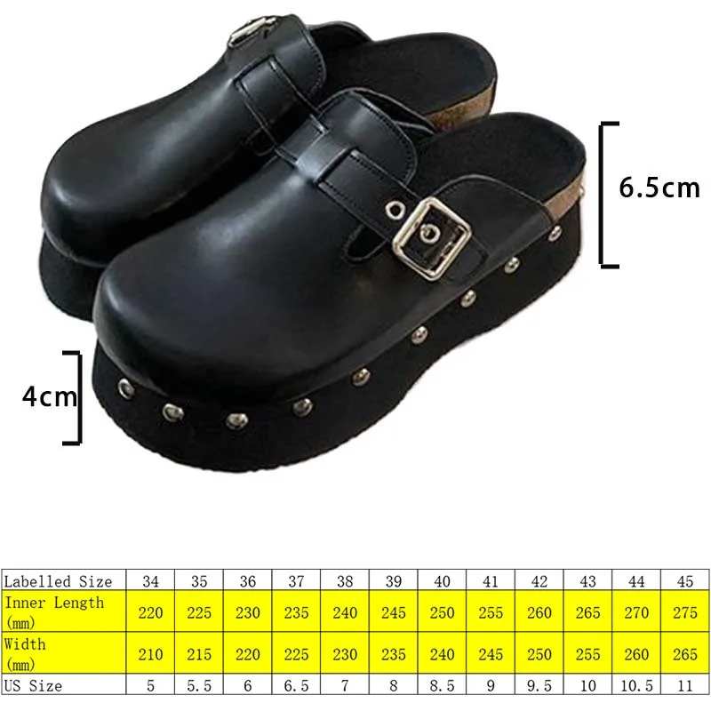 Fujin 6.5cm New Genuine Leather Flats Summer Round Big Toe Big Size High Brand Women Sandal Slippers Pumps Platform Wedge Shoes