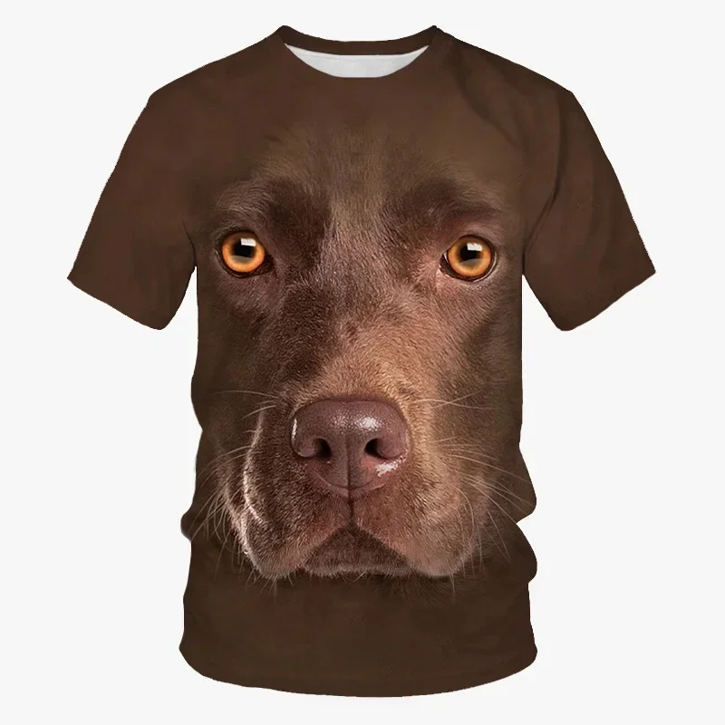 Men's Fun Dog Pattern 3D Printed T-shirt, round-neck short-sleeved Y-shaped design, a new fashion trend for summer