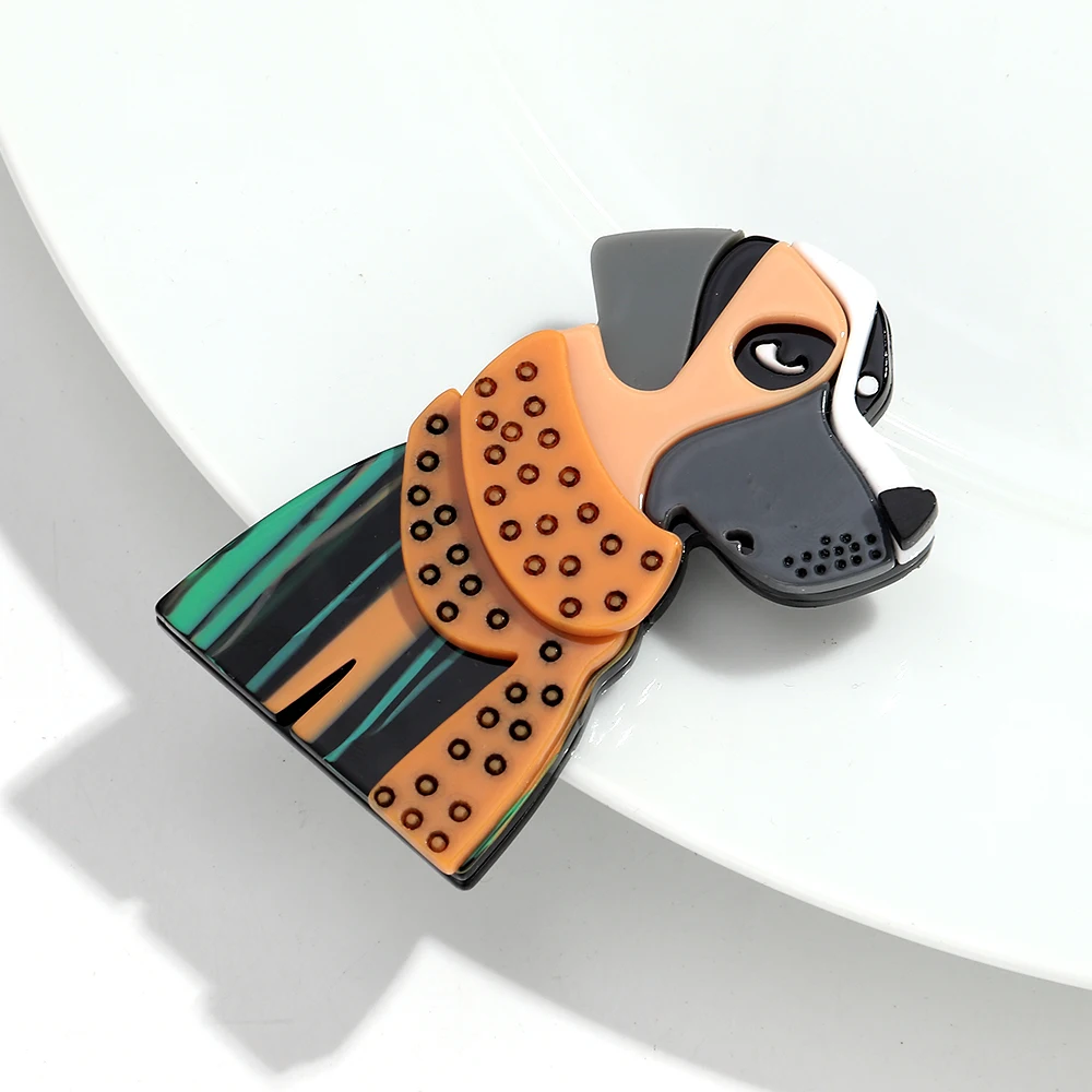 Neue Mode Acryl Bunte Schal Hund Broschen für Frauen Unisex Nette Tiere Spleißen Abzeichen Schmuck Geschenke Kleidung Zubehör – Detail 9