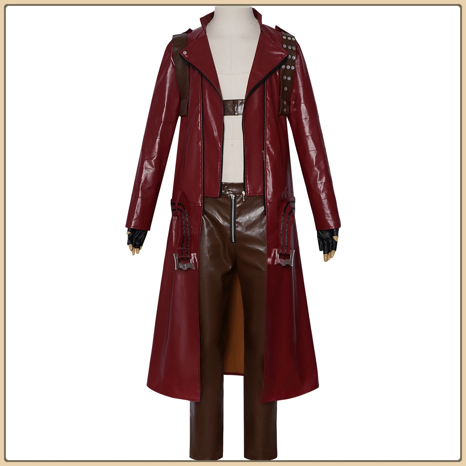 

Hot Game Dante Role Playing Costume Stylish Red Leather Suit Full Set High Quality Anime Outfit Comic Con Party (Male Adult)