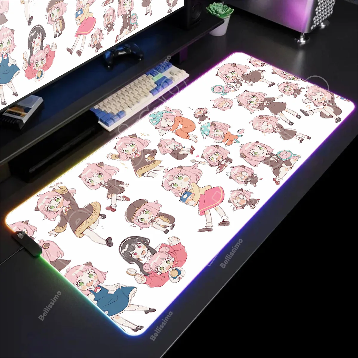 أنيمي جاسوس X الأسرة RGB الكمبيوتر ألعاب ملحق لوحة المفاتيح ماوس الوسادة المطاطية كمبيوتر ألعاب ماوس LED متوهجة المطاط ماوس الحصير