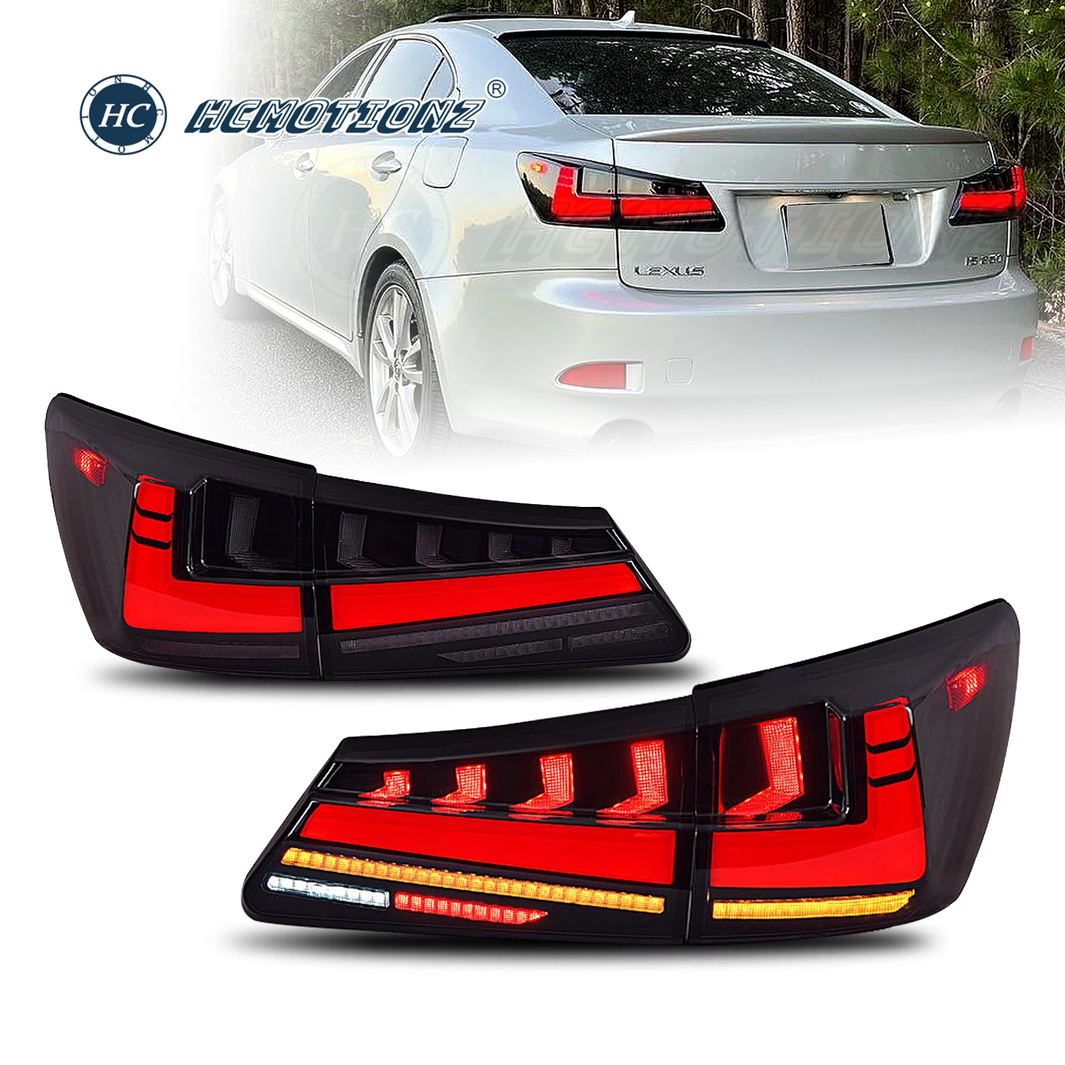 

HCMOTIONZ LED Tail Light for Lexus IS250 2006-2012 Car Rear Lamps Assembly IS350 ISF 220d DRL Start UP Animation Back Lights