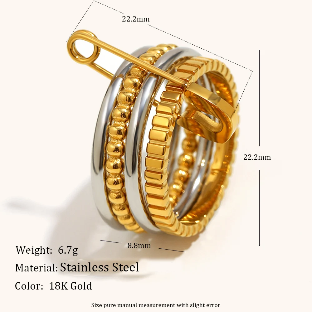 Women's Trendy Pin Shaped Loop Buckle Zircon Ring