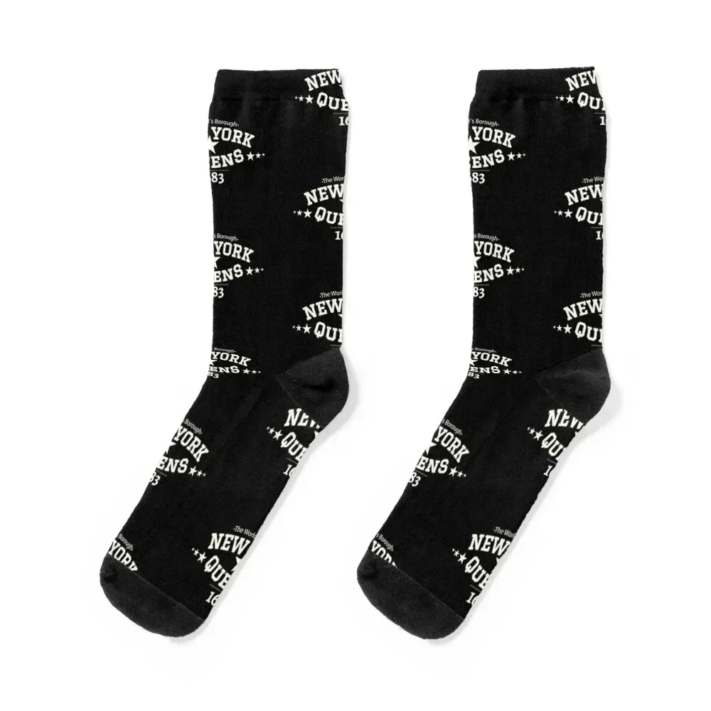 New York Queens - Queens lettering - Queens college style logo Socks christmass gift football Stockings man Men Socks Women's