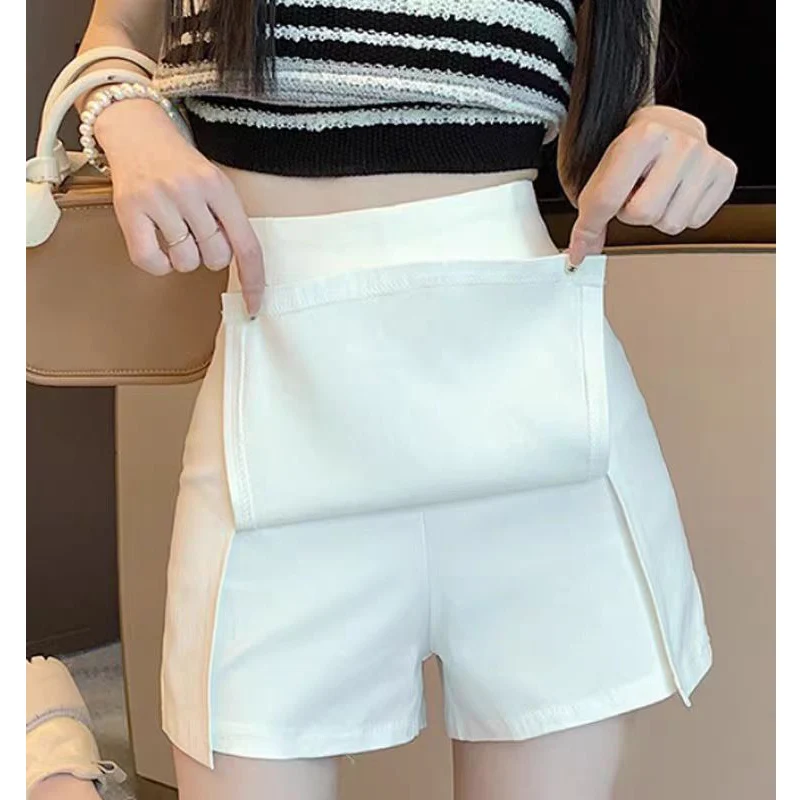 

White High Waist A-Line ort Skirt Suit Women's Summer Anti-Light Tight-Fitting Skirt High Waist Polyester Fiber