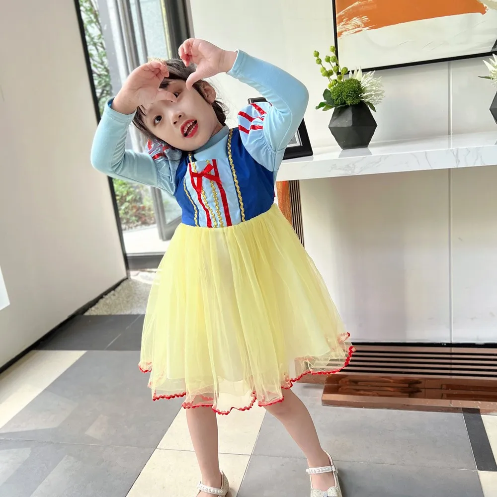 

Fashion Color Blocked Dress 2026 New Spring and Autumn Girls Mesh Sweet and Cute Princess Dress