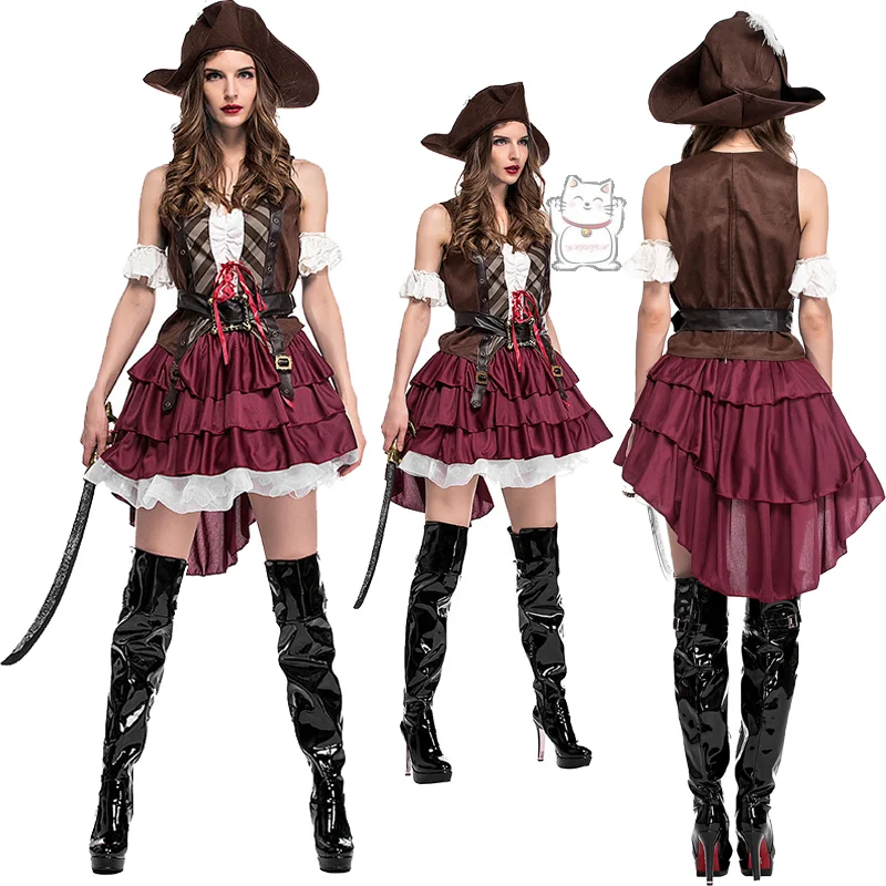 

Новое женское платье для косплея сомалийской пиратки для Хэллоуин-карнавала и сценических выступлений в стиле «Океанские приключения»