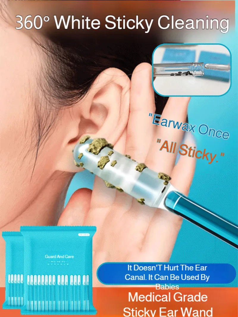 Washable Ear Picks, Sterile Ear Cleaning Tools, Ear Cleaning Sticks, Cotton Swabs, and Adhesive Ear Picks Suitable for Babies