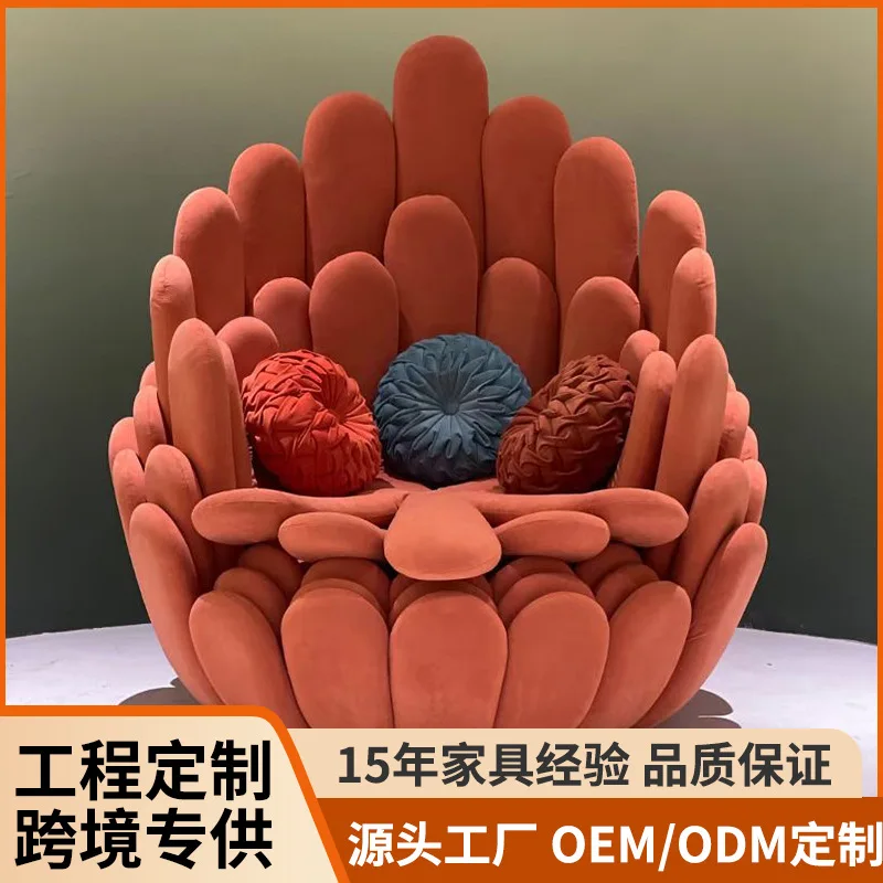 Feather sofa, rotating armrest, single sofa chair, living room, balcony, fabric chair, wabi **** wind fabric sofa, soft