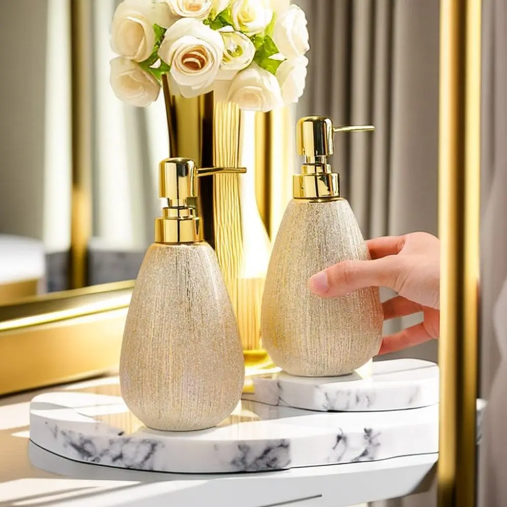 

400ml Ceramic Press Pump Bottles Gold Luxury Hand Sanitizer Bottle Refillable Shampoo Bottles Empty Lotion Bottle Cosmetic