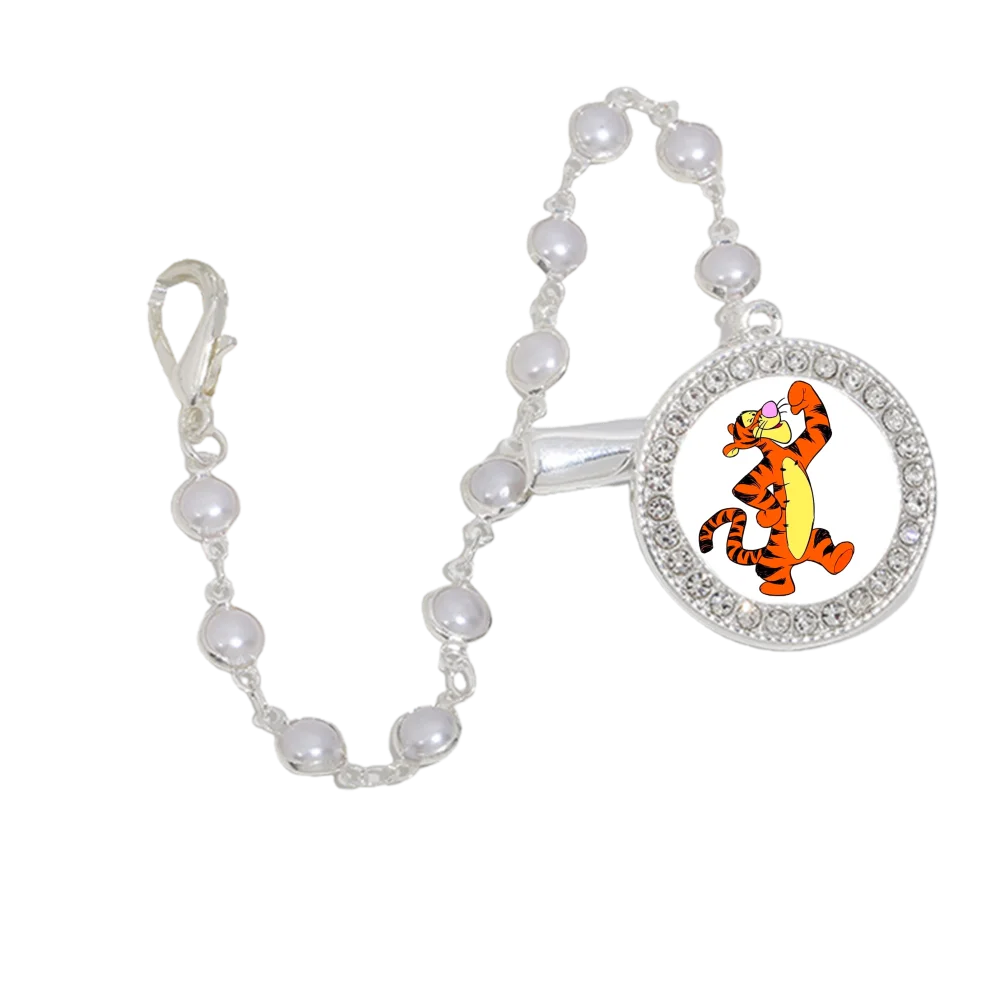 진주 아기 고무젖꼭지 체인 만화 프린트 아기 고무젖꼭지 클립 방울방지 고무젖꼭지 홀더 젖꼭지 클립 아기 수유 액세서리