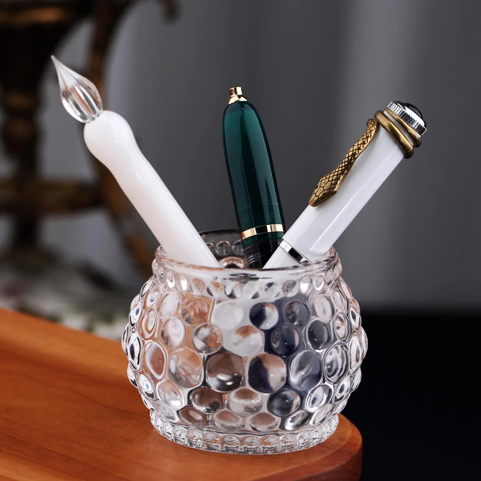 

Majohn Multi-Function Crystal Washing Pen Cup High-Clarity Octagonal Waterdrop Glass Pen Holder for Dispensing/Cleaning/Display