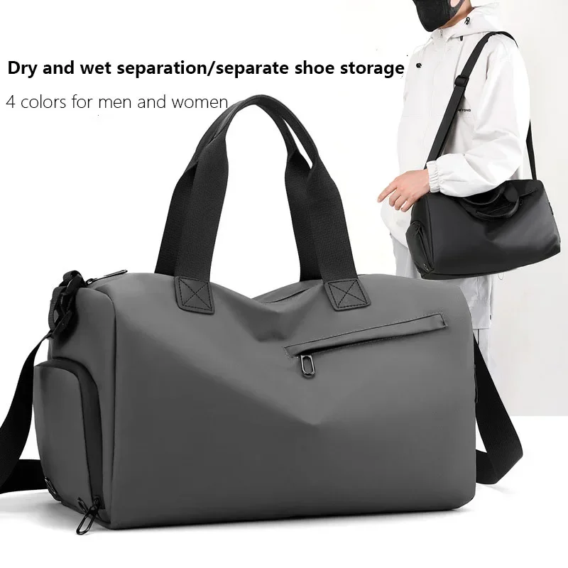 New men' outdoor travel bag Fashion single shoulder bag dry wet separation/independent shoes warehouse solid color crossbody bag