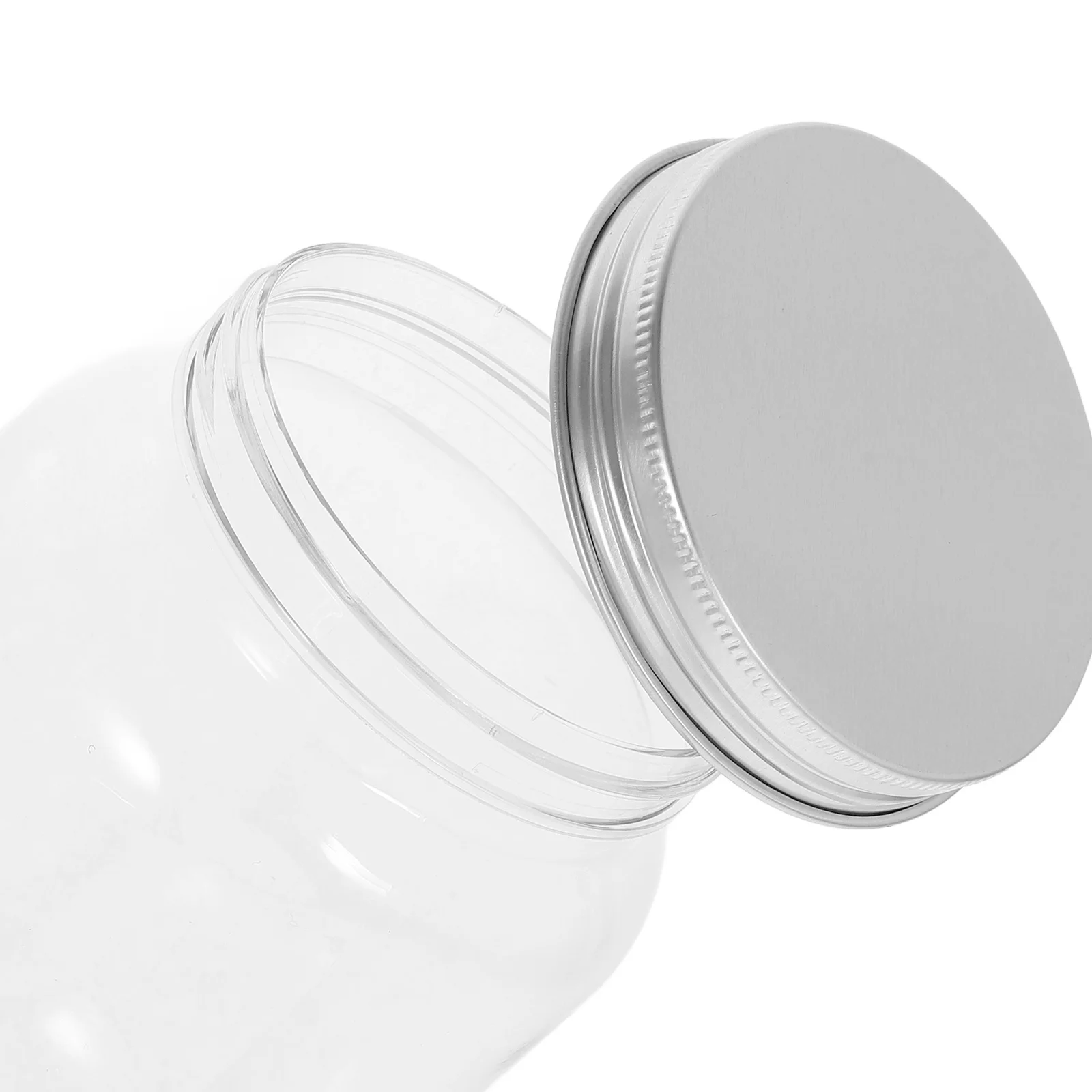4 vasetti di plastica trasparente con coperchio in alluminio, contenitori ermetici per alimenti secchi, caramelle, snack, cucina, organizzazione domestica