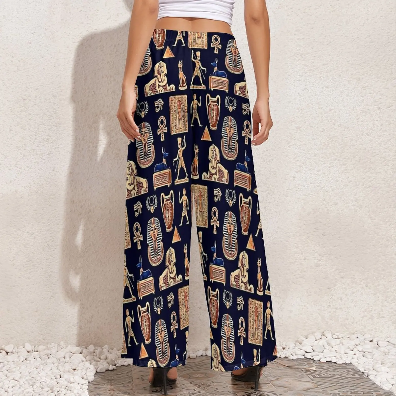 Ancient Egyptian Art Pants High Waisted  Casual Trousers Streetwear Design Wide Pants