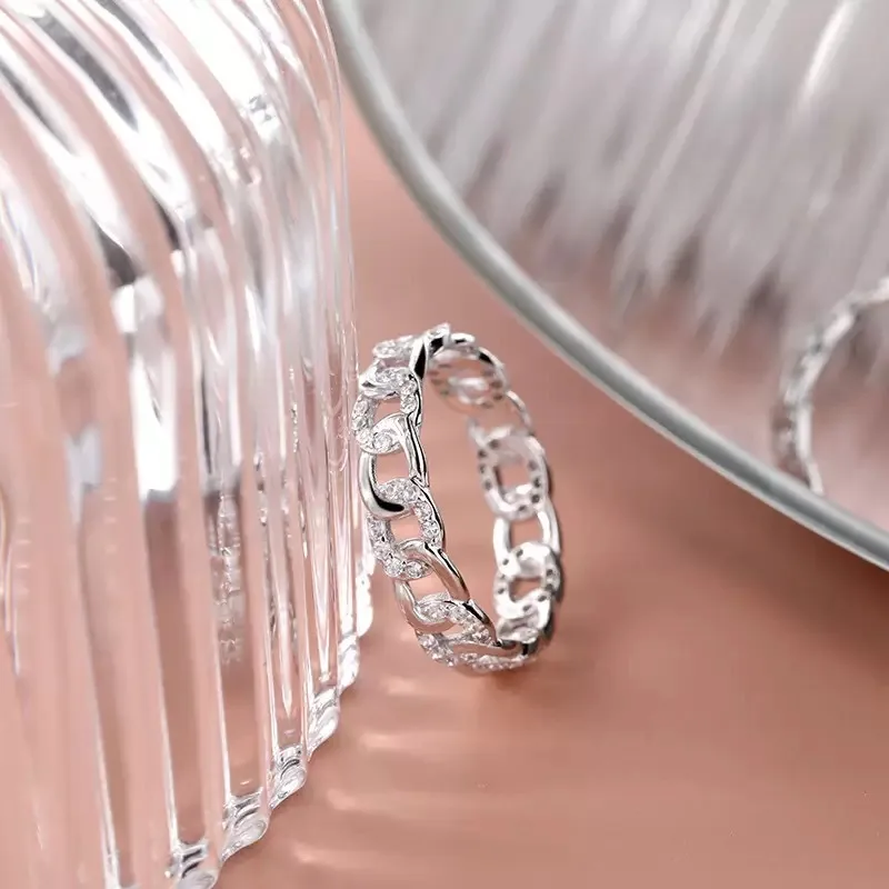 Withered S925 Sterling Silver Exploding Fried Dough Twists Lock Ring Fashionable Versatile Index Finger Ring Jewelry
