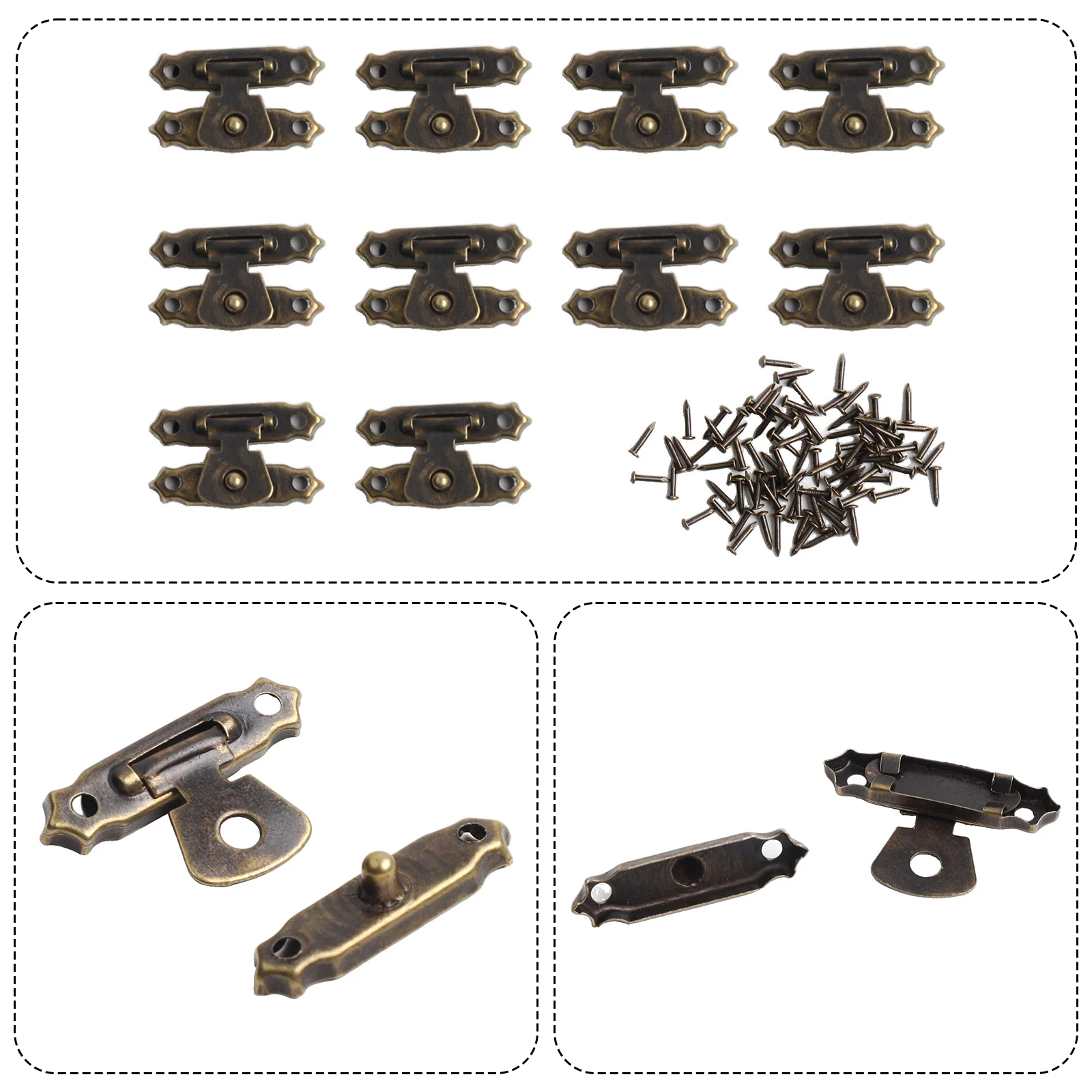 Gebäude Kleine Dinge Schnallen Hause Mit Schrauben 10PCS Verschluss Hardware Gelb Bronze Verbesserung Andere Holzkisten