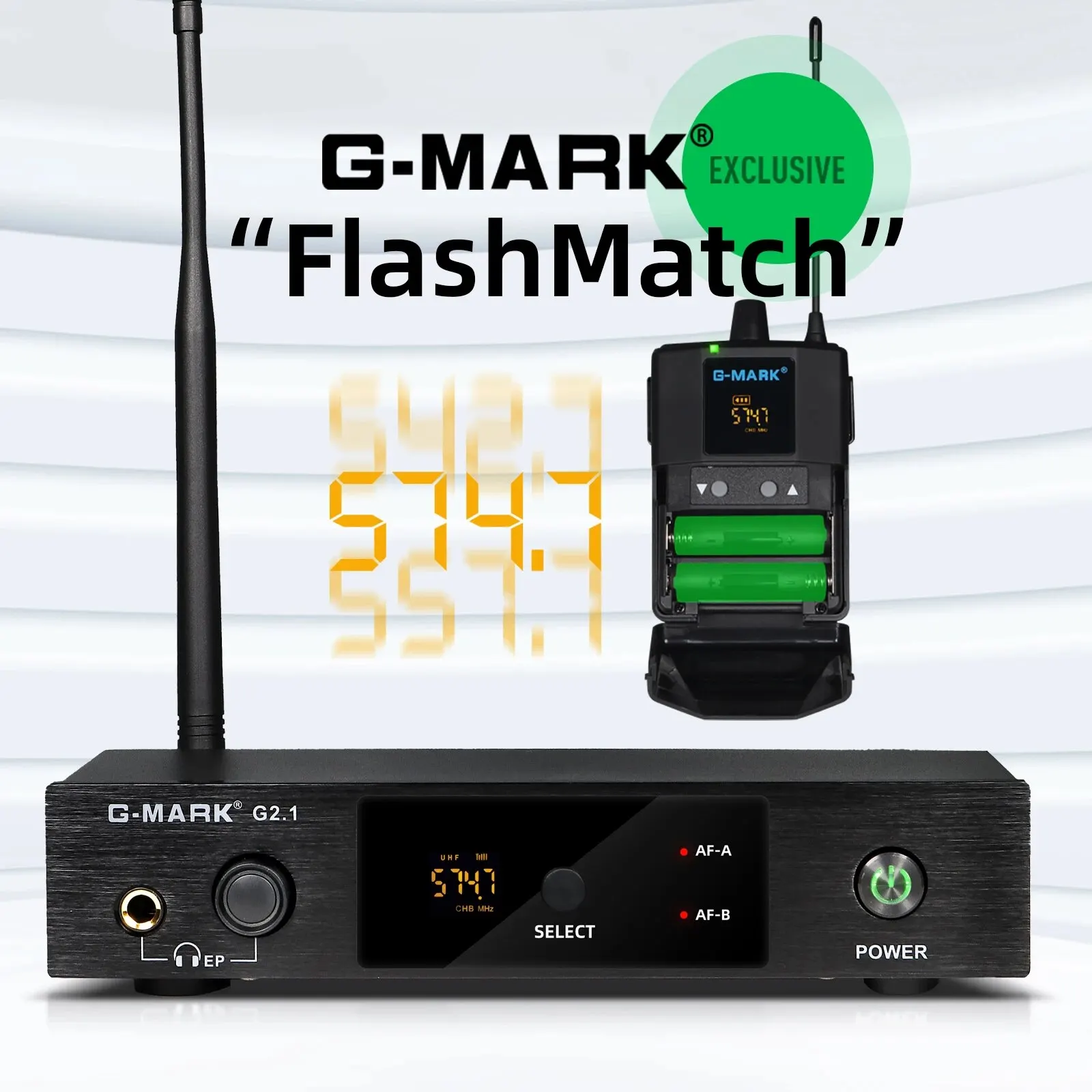 Monitor intra-auricular sem fio G-MARK g2.1iem uhf, frequência de estúdio de retorno de palco selecionável para performance de banda de guitarra, festa de dj